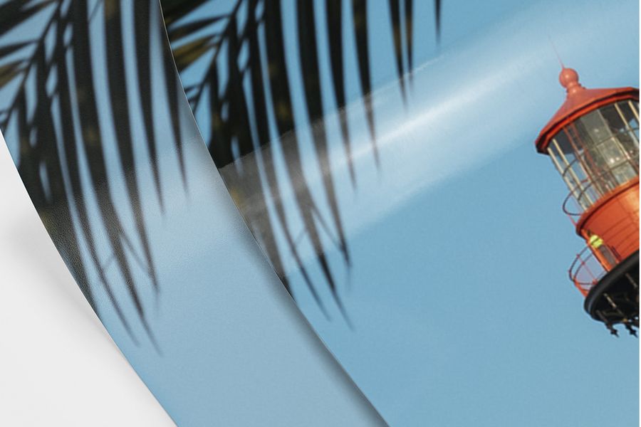 Et bilde med matt og glanset finish side om side av et palmeblad.