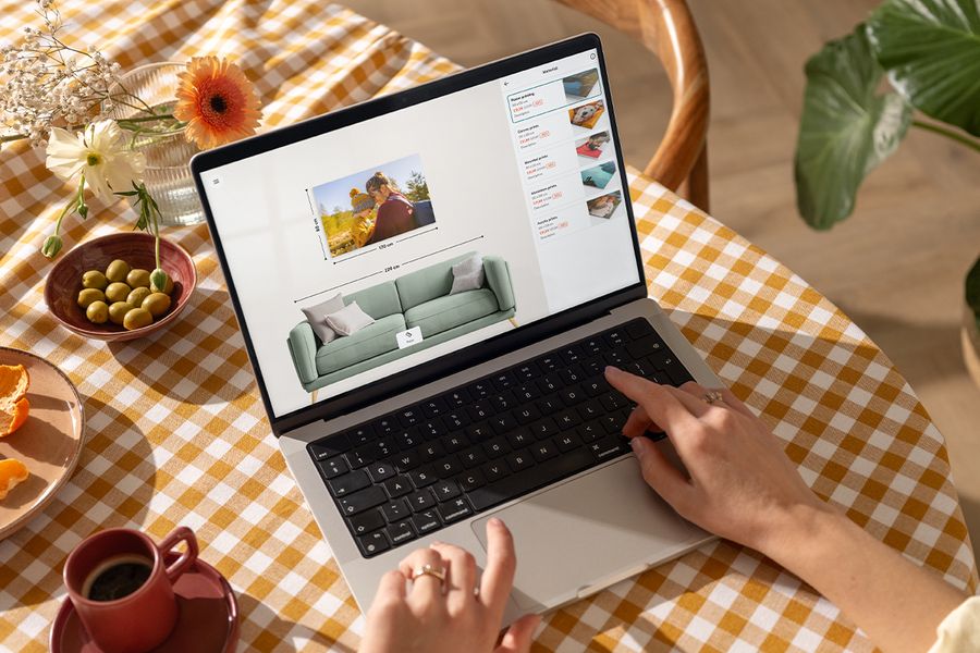 Designe personlige lerretsbilder og innrammet veggdekor på nett med fotoprogrammet.