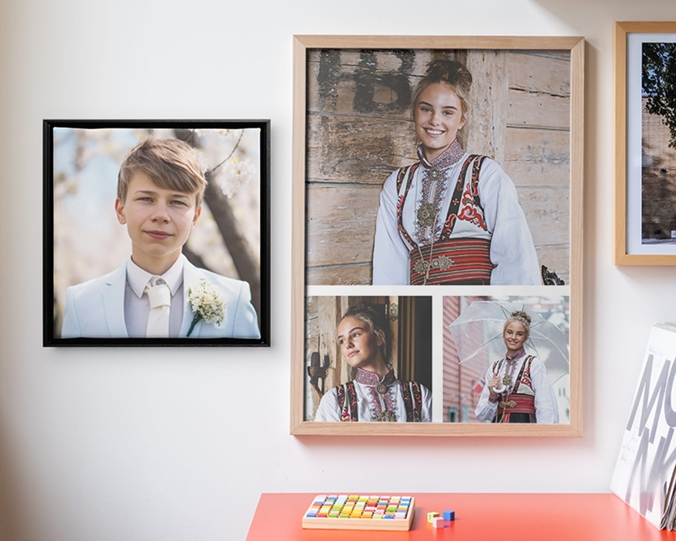 Veggdekor med collageprodukter og ikke-collageprodukter