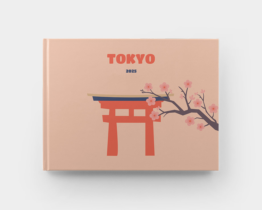 Liggende fotobok med hardt omslag og Tokyodesign