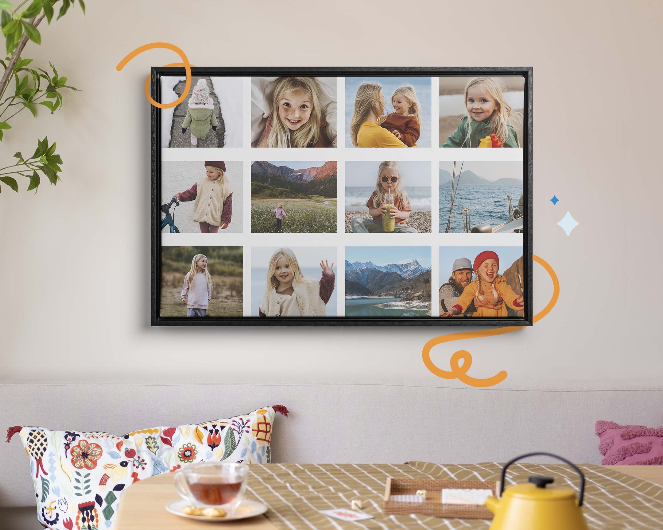 Collage-veggdekor – minner du har samlet