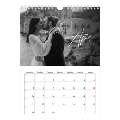Fotokalender A4 (20 x 30 cm) — Elegant skrift [April]