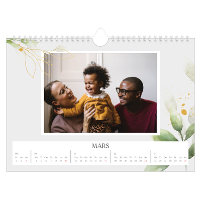 Fotokalender A4 — Naturlig akvarell [Mars]