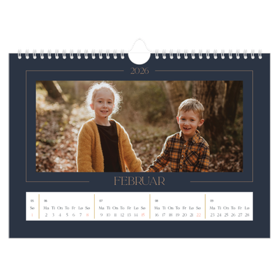 Fotokalender A4 — Prøyssisk blå [Februar]