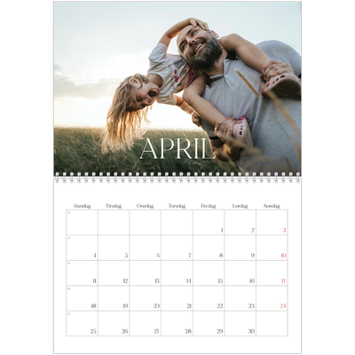 Fotokalender A4 dobbel (30 x 40 cm) — Tolv store måneder [April]