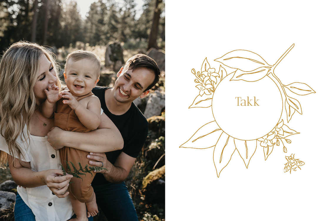 Takkekort — Skjør blomsterbaby