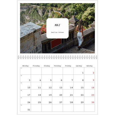 Fotokalender A4 dobbel (30 x 40 cm) — Den fulle historien [Mai]