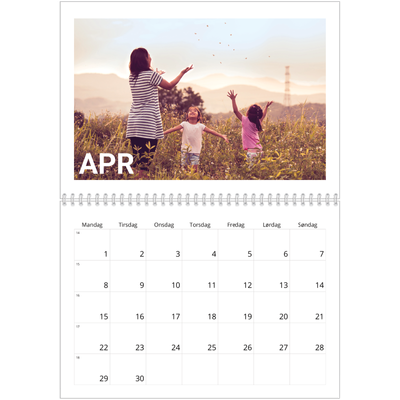 Fotokalender A4 dobbel (30 x 40 cm) — Stor måned [April]