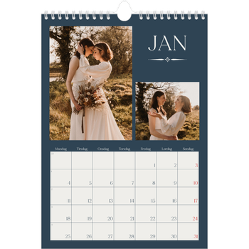 Fotokalender A4 — Skifer & seriffer