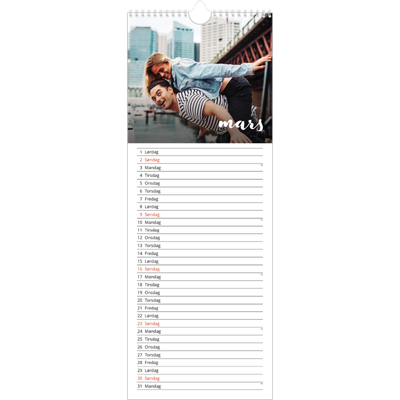 Fotokalender smal  — Håndskrift på bildet [Mars]