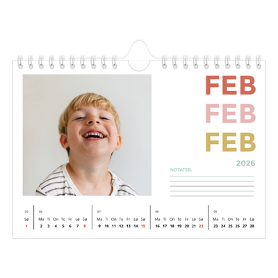 Fotokalender A5 — Fargerike fonter [Februar]