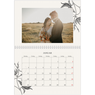 Fotokalender A4 dobbel (30 x 40 cm) — Blekk & blomst [Januar]