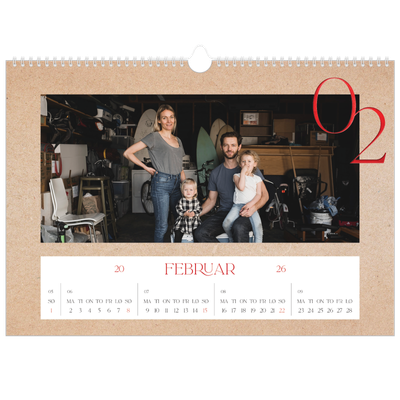 Fotokalender A3 — Røde detaljer [Februar]