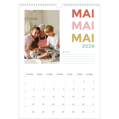 A3 Månedskalender — Fargerike fonter [kalender-forside]
