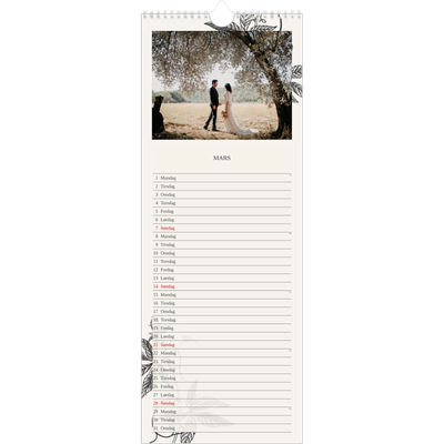 Fotokalender smal  — Blekk & blomst [Mars]
