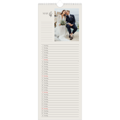 Fotokalender smal  — Initialer i blomst [Mars]