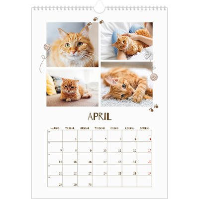 A3 Månedskalender — Leken kattunge [April]