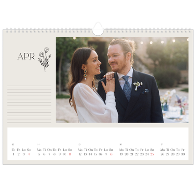 Fotokalender A3 — Initialer i blomst [April]
