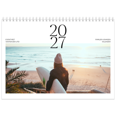 Fotokalender A4 dobbel (30 x 40 cm) — Surfing i solnedgang [kalender-forside]