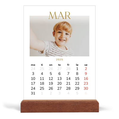 Bordkalender med trestativ - Stående — Gull stor skrift [Mars]