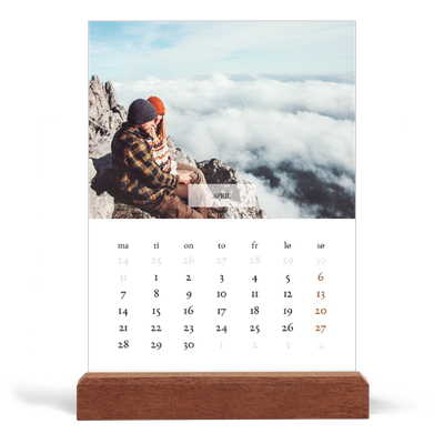 Bordkalender med trestativ - Stående — Klassisk kalender [April]
