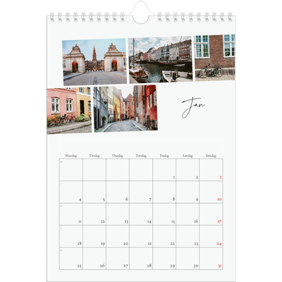 Fotokalender A4 (20 x 30 cm) — Byferie (hvit) [Januar]