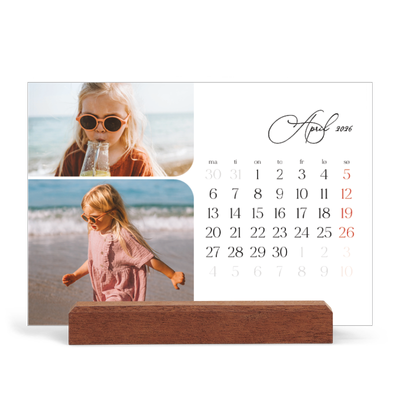 Bordkalender med trestativ - Liggende  — Øyeblikksbilder og skrift [April]