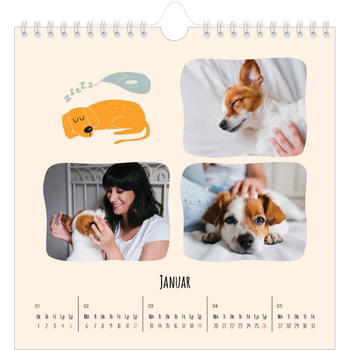 Fotokalender Kvadratisk — Hundepoter og kruseduller