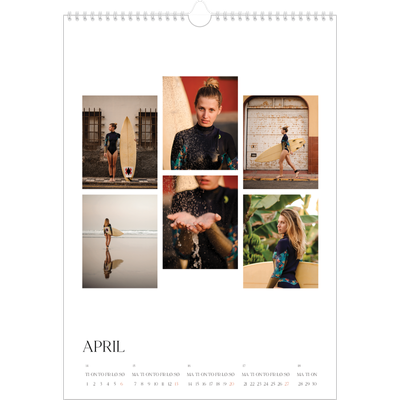 A3 Månedskalender — Surfing i solnedgang [April]