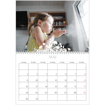 Fotokalender A4 dobbel (30 x 40 cm) — Blomstermotiv [Mai]