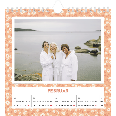 Månedskalender kvadratisk — Blomstermønster [Februar]