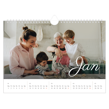 Fotokalender A4 — Håndskrevne måneder