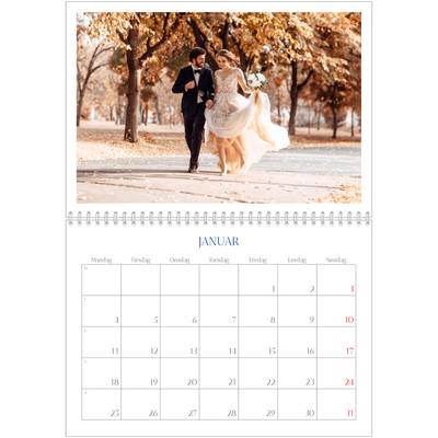 Fotokalender A4 dobbel (30 x 40 cm) — Klassisk kobolt [Januar]