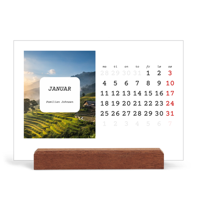 Bordkalender med trestativ - Liggende  — Den fulle historien [Januar]