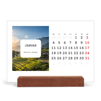 Bordkalender med trestativ - Liggende — Den fulle historien