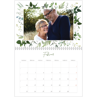 Fotokalender A4 dobbel (30 x 40 cm) — Klassiske blomster [Februar]