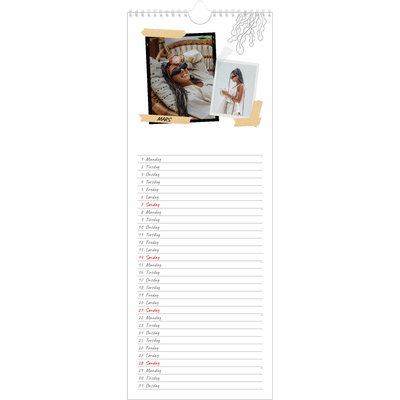 Fotokalender smal  — Scrapbook stil [Mars]