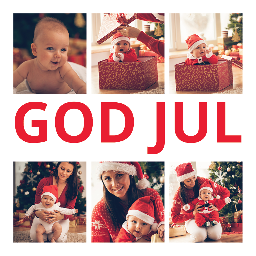 Fotokort — God Jul i rødt