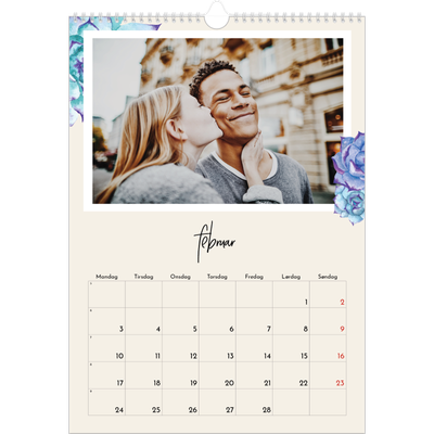 A3 Månedskalender — Malte blomster [Februar]