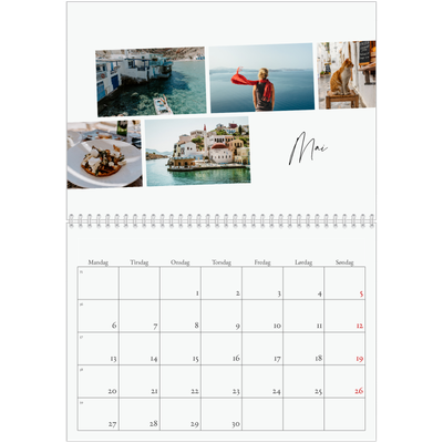 Fotokalender A4 dobbel (30 x 40 cm) — Byferie (hvit) [Mai]
