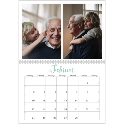 Fotokalender A4 dobbel (30 x 40 cm) — Hallo verden [Februar]