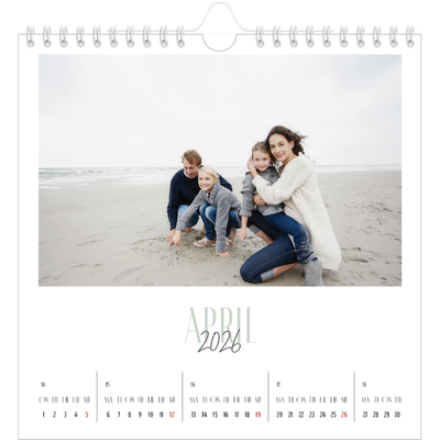 Månedskalender kvadratisk — Flere fonter [April]