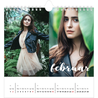 Månedskalender kvadratisk — Håndskrift på bildet [Februar]