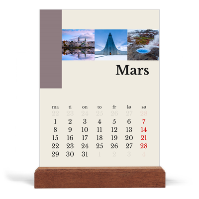 Bordkalender med trestativ - Stående — Verdens severdigheter [Mars]
