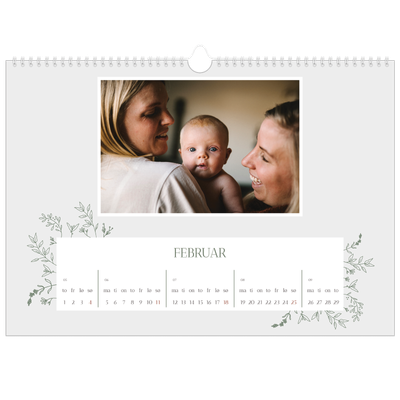 Fotokalender A3 — Håndtegnet blomster [Februar]