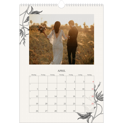 A3 Månedskalender — Blekk & blomst [April]
