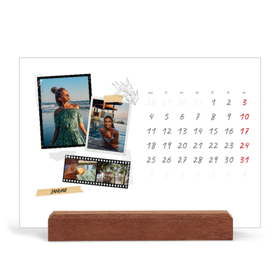 Bordkalender med trestativ - Liggende  — Scrapbook stil [Januar]