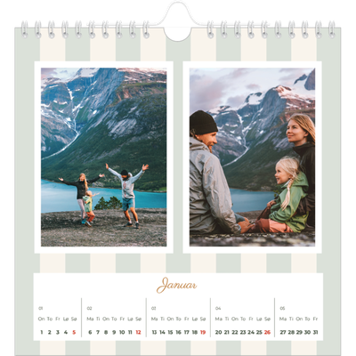 Månedskalender kvadratisk — Skrift og striper [Januar]
