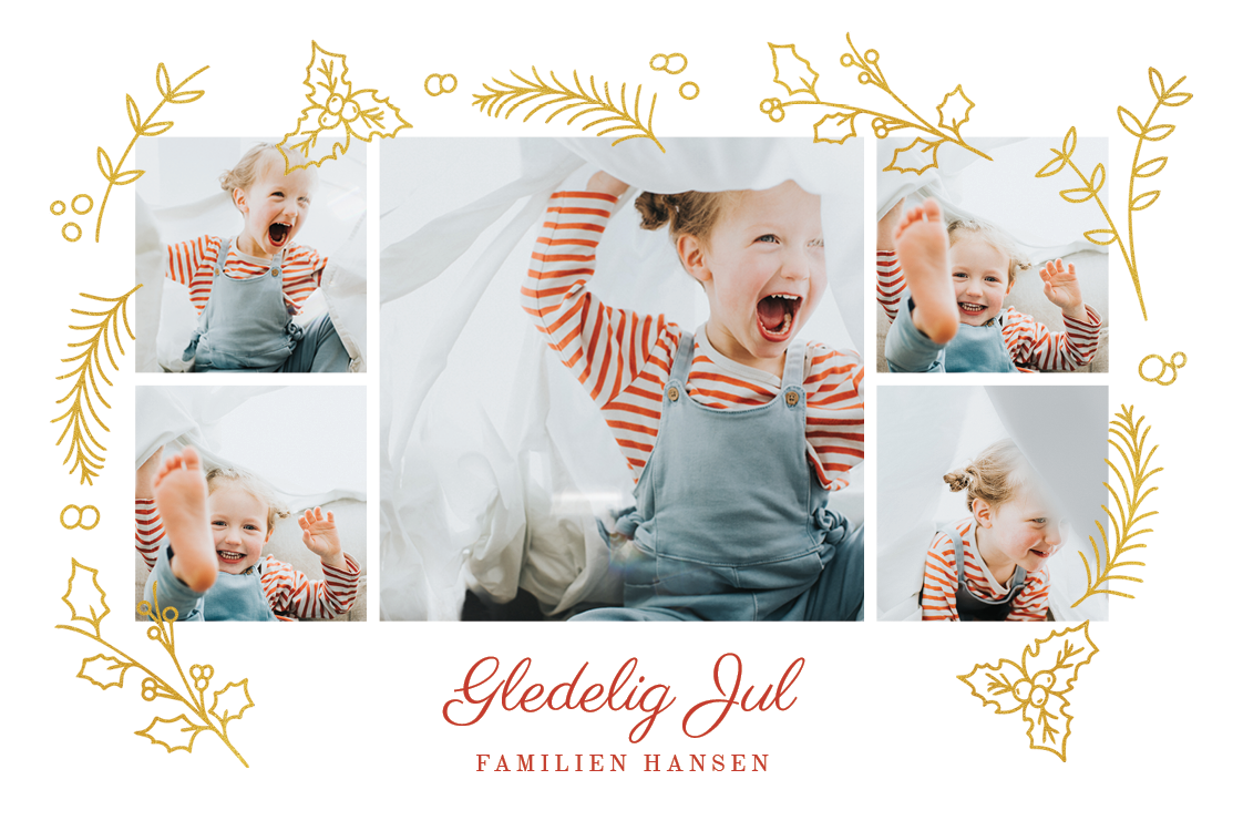 Fotokort — Gulldekor jul