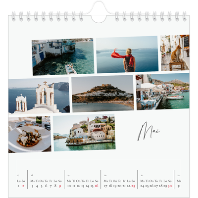 Månedskalender kvadratisk — Byferie (hvit) [Mai]